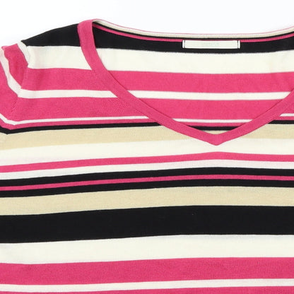 Marks and Spencer Womens Pink Striped  Pullover Jumper Size 16