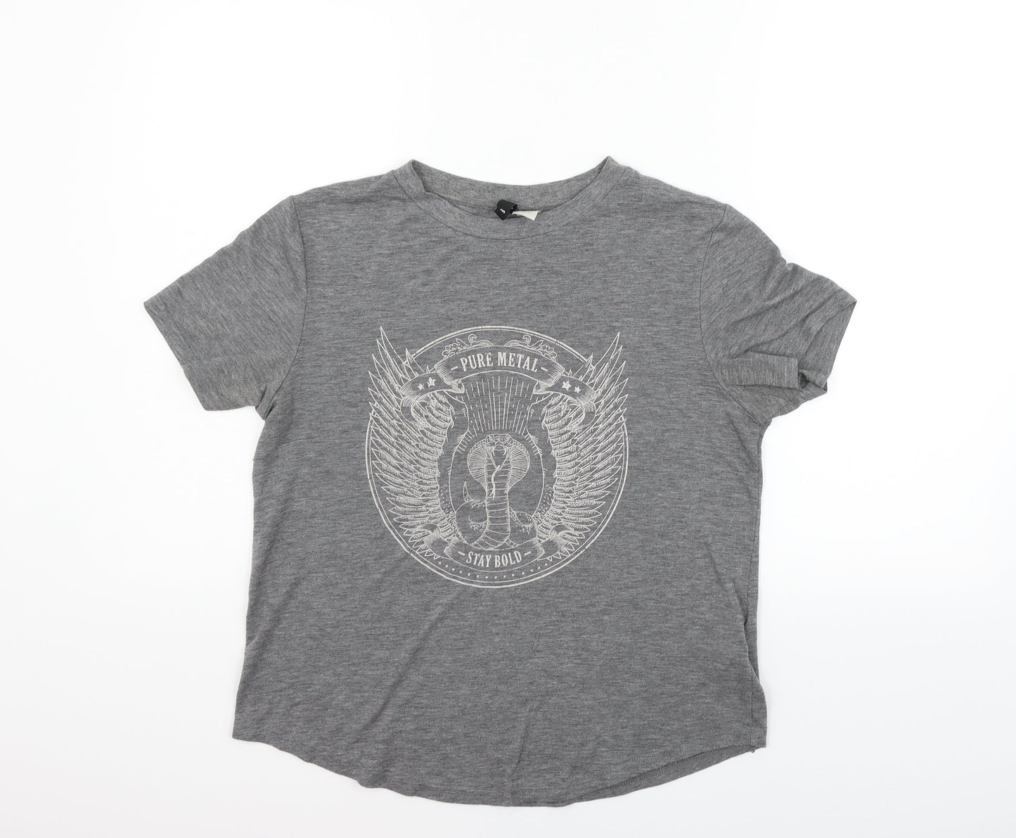 Womens UK Size M Divided Grey Basic T-Shirt