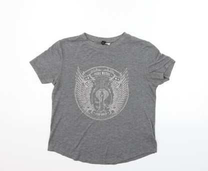 Womens UK Size M Divided Grey Basic T-Shirt