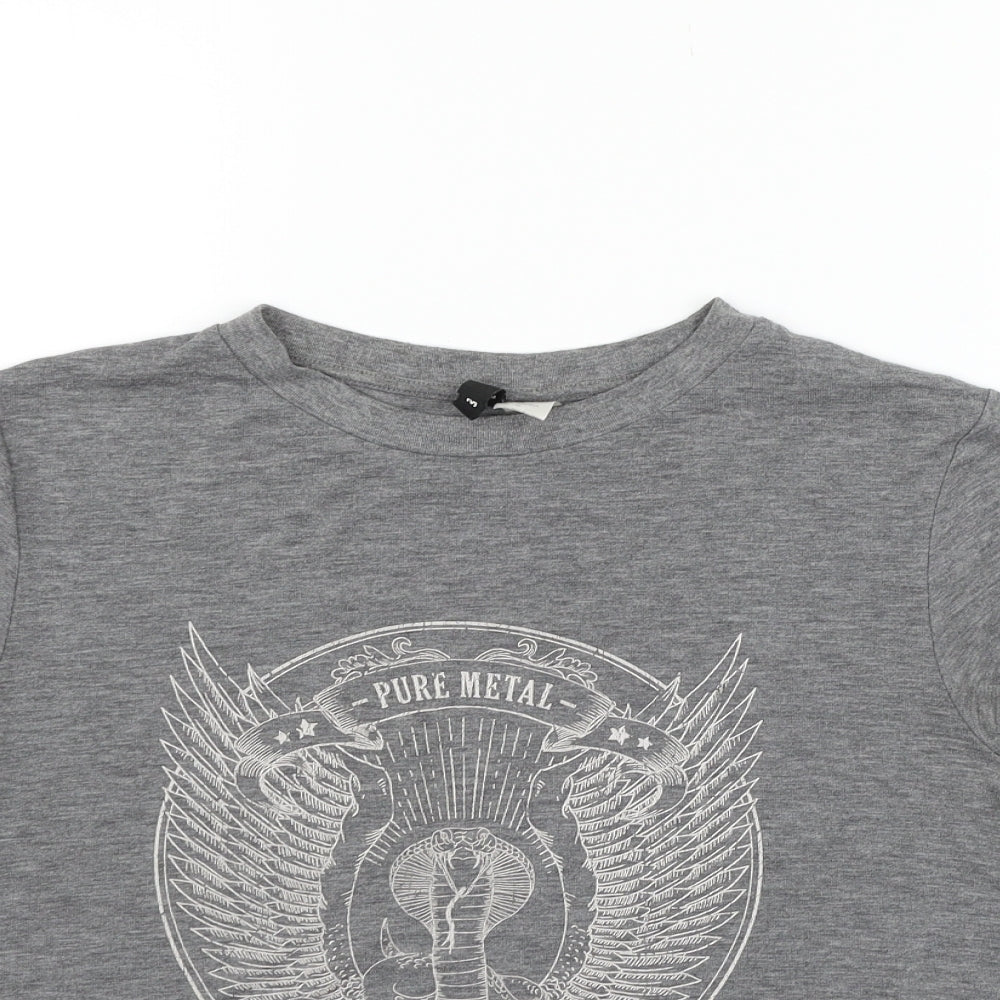 Womens UK Size M Divided Grey Basic T-Shirt