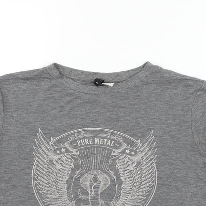 Womens UK Size M Divided Grey Basic T-Shirt