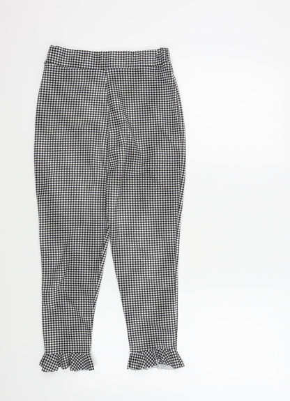 Select Girls Black Check  Jegging Trousers Size 10 Years - Frill Detail