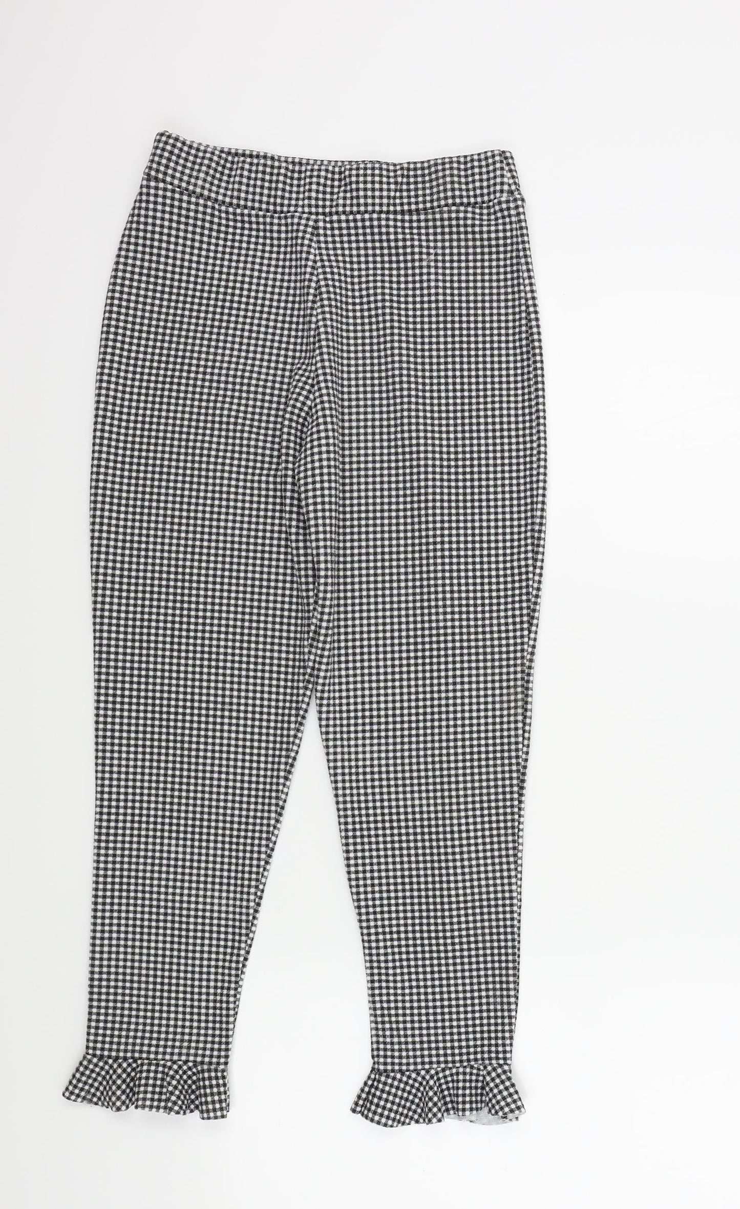 Select Girls Black Check  Jegging Trousers Size 10 Years - Frill Detail