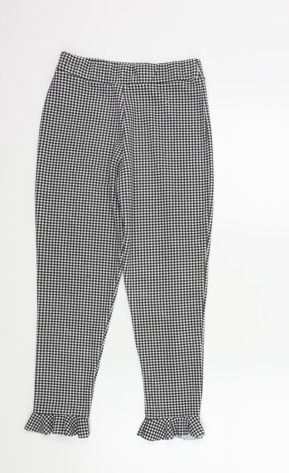 Select Girls Black Check  Jegging Trousers Size 10 Years - Frill Detail