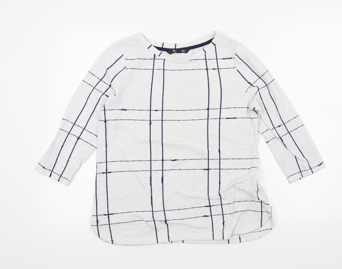 Bonmarché Womens White Check  Pullover Jumper Size 12