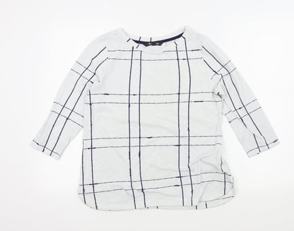 Bonmarché Womens White Check  Pullover Jumper Size 12