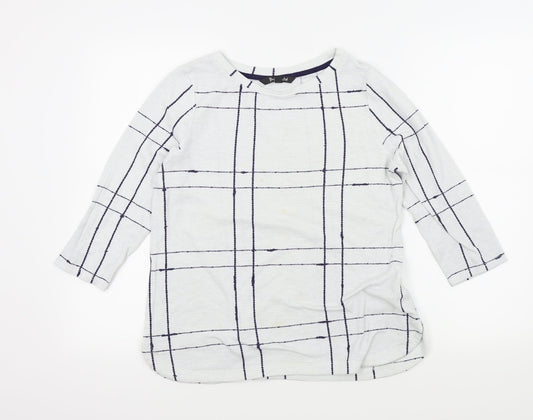 Bonmarché Womens White Check  Pullover Jumper Size 12
