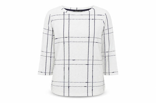 Bonmarché Womens White Check  Pullover Jumper Size 12