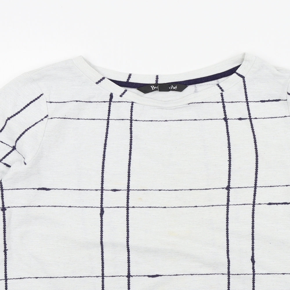 Bonmarché Womens White Check  Pullover Jumper Size 12