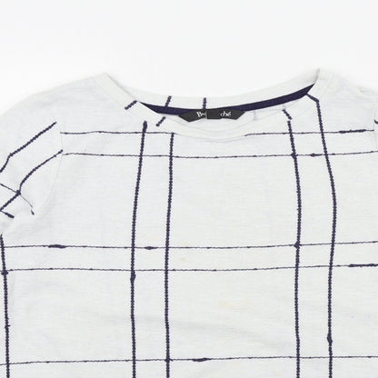 Bonmarché Womens White Check  Pullover Jumper Size 12