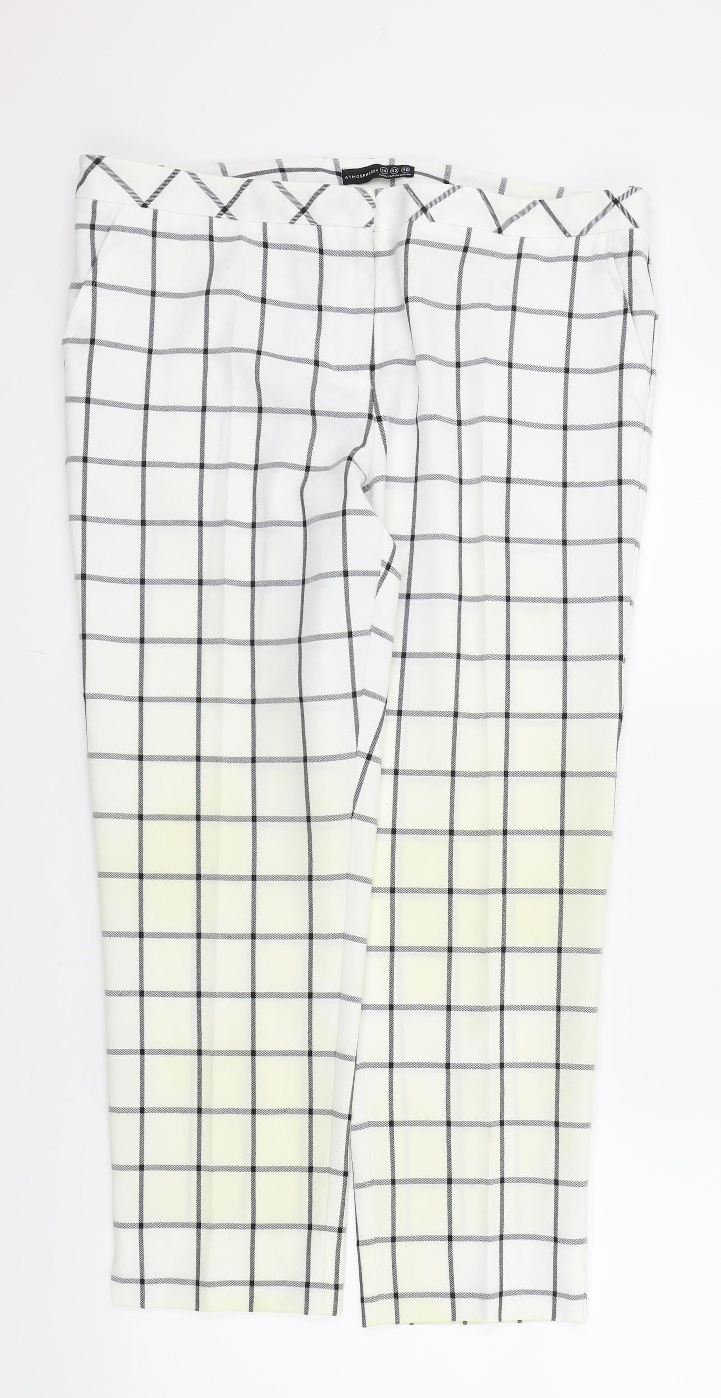 Primark Womens White Check  Trousers  Size 14 L29 in