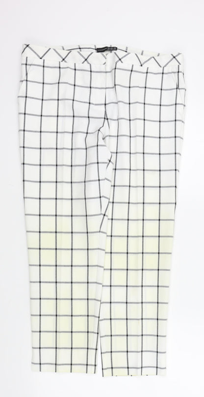 Primark Womens White Check  Trousers  Size 14 L29 in