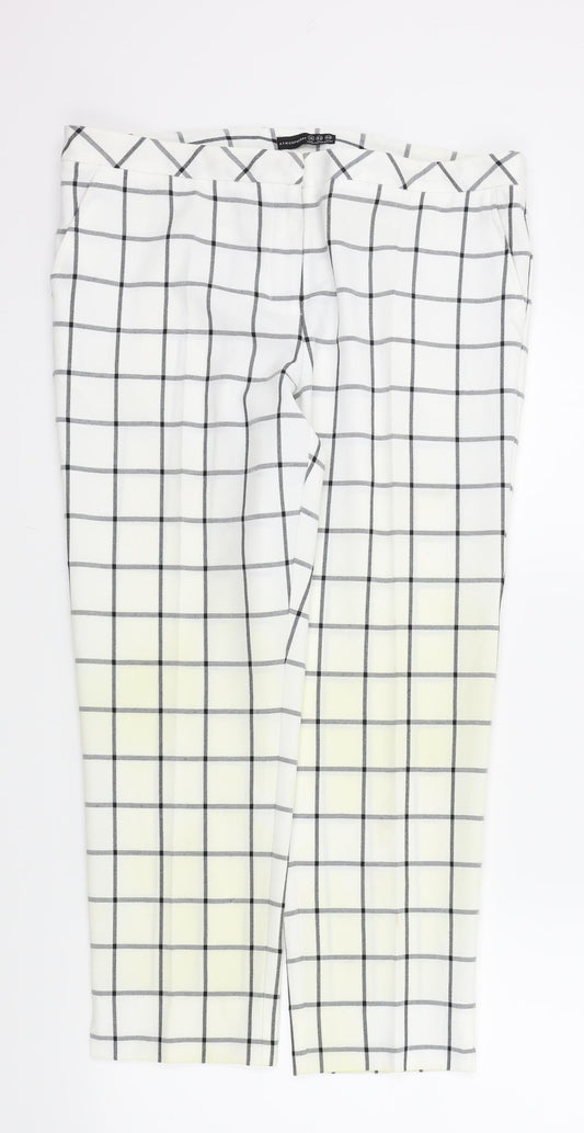 Primark Womens White Check  Trousers  Size 14 L29 in
