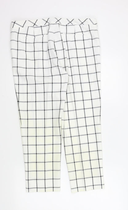 Primark Womens White Check  Trousers  Size 14 L29 in