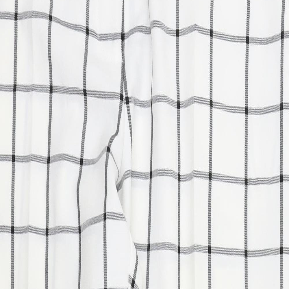 Primark Womens White Check  Trousers  Size 14 L29 in