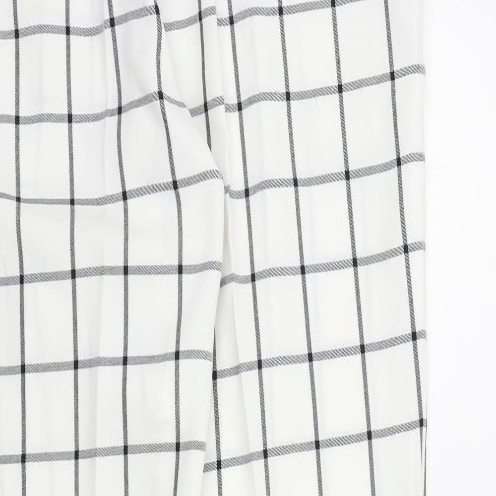Primark Womens White Check  Trousers  Size 14 L29 in