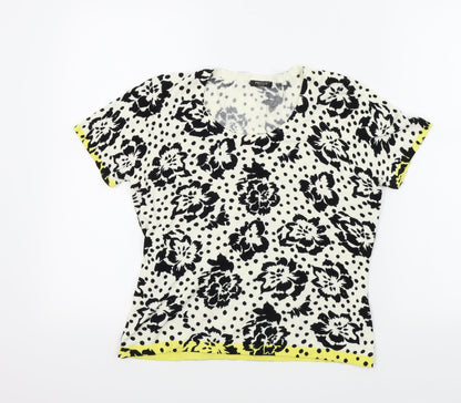 Precis Womens Black Floral  Pullover Jumper Size M