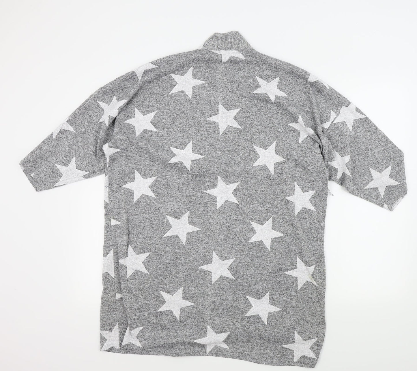 Boohoo Womens Grey Geometric  Cape Jumper Size M  - STARS