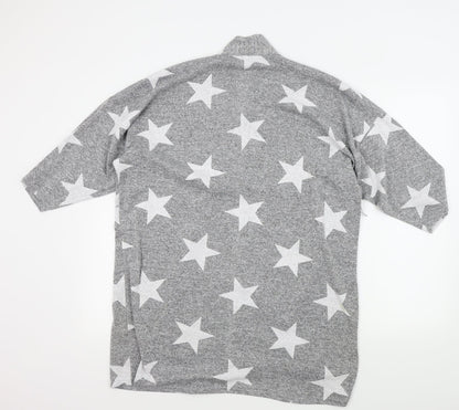 Boohoo Womens Grey Geometric  Cape Jumper Size M  - STARS