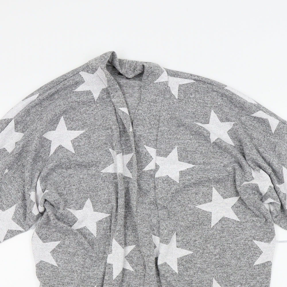 Boohoo Womens Grey Geometric  Cape Jumper Size M  - STARS