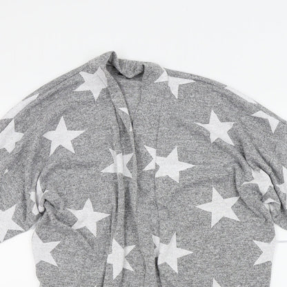 Boohoo Womens Grey Geometric  Cape Jumper Size M  - STARS