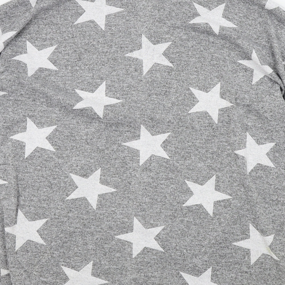 Boohoo Womens Grey Geometric  Cape Jumper Size M  - STARS