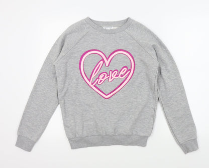 Primark Girls Grey   Pullover Jumper Size 13 Years  - LOVE HEART