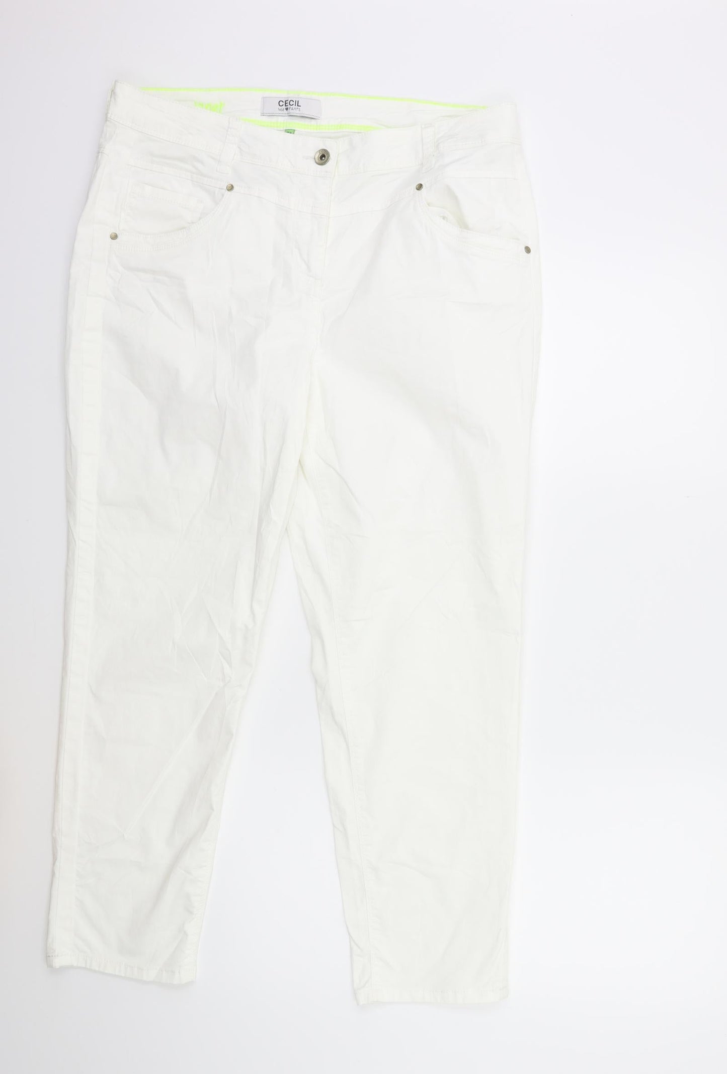 Womens UK Size 33 in Cecil Regular Fit  White Trousers