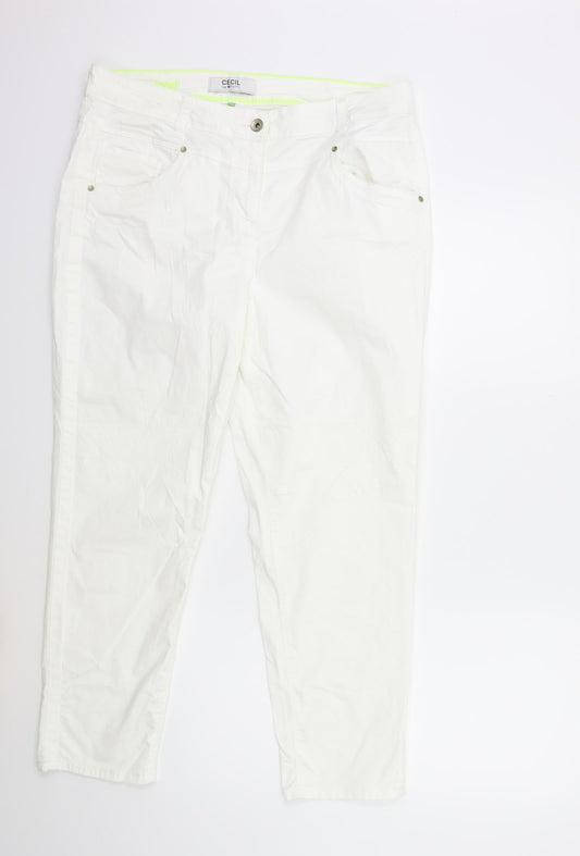 Womens UK Size 33 in Cecil Regular Fit  White Trousers