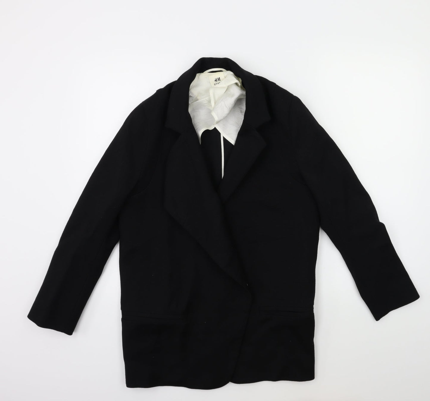 Womens UK Size 4 H&M Black Overcoat