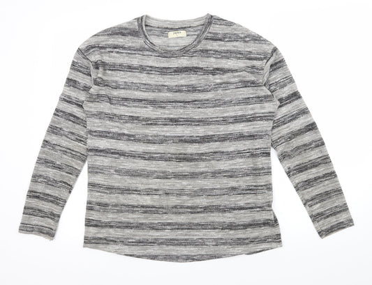 Papaya Womens Grey Striped Jersey Basic T-Shirt Size S