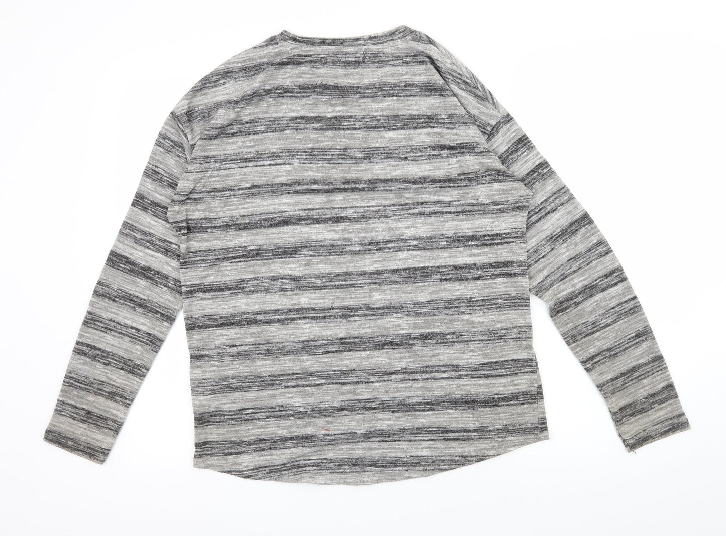 Papaya Womens Grey Striped Jersey Basic T-Shirt Size S