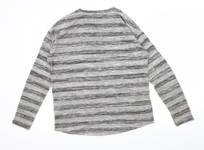 Papaya Womens Grey Striped Jersey Basic T-Shirt Size S