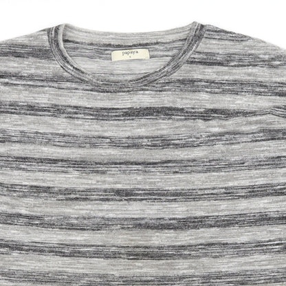 Papaya Womens Grey Striped Jersey Basic T-Shirt Size S