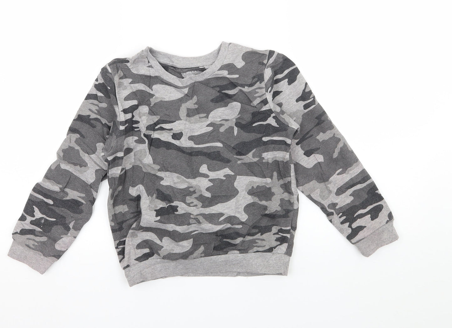 Primark Girls Grey Camouflage Jersey Pullover Sweatshirt Size 7-8 Years
