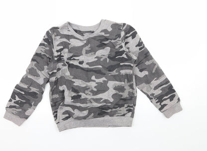 Primark Girls Grey Camouflage Jersey Pullover Sweatshirt Size 7-8 Years