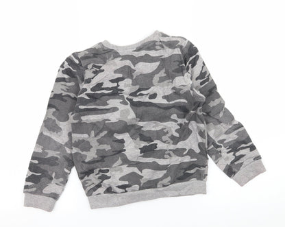 Primark Girls Grey Camouflage Jersey Pullover Sweatshirt Size 7-8 Years