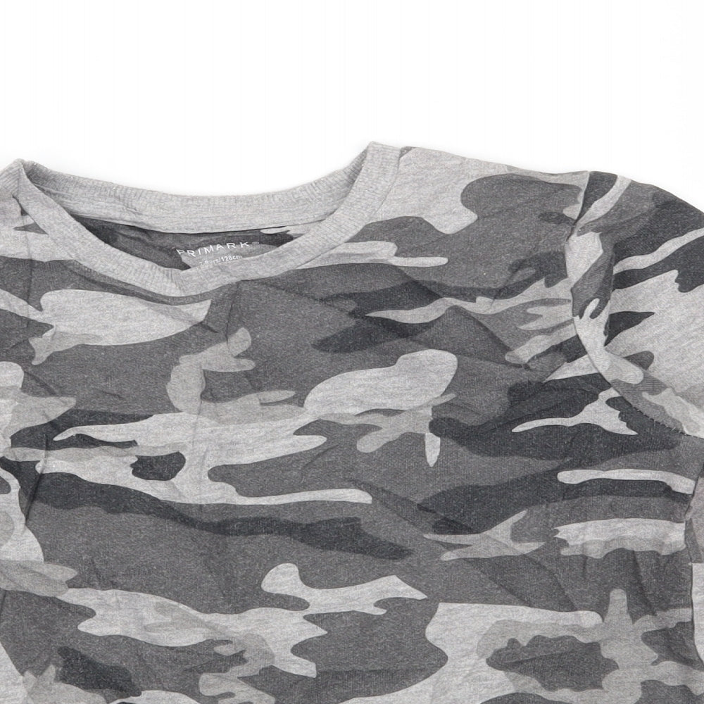 Primark Girls Grey Camouflage Jersey Pullover Sweatshirt Size 7-8 Years