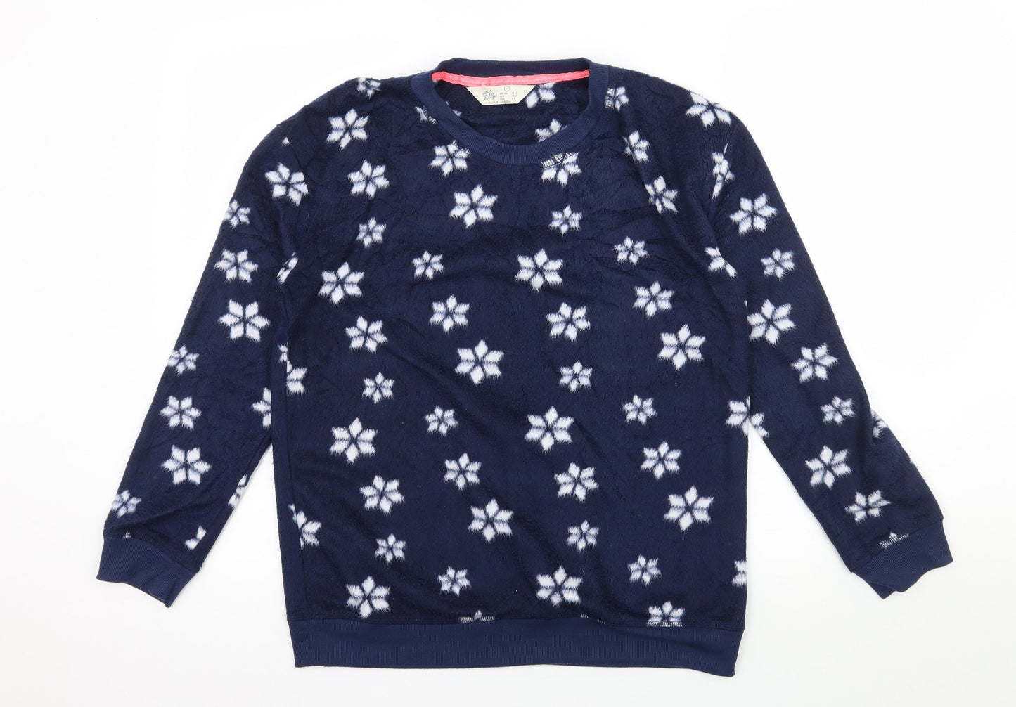 Love to Lounge Womens Blue Geometric Fleece Top Pyjama Top Size 10