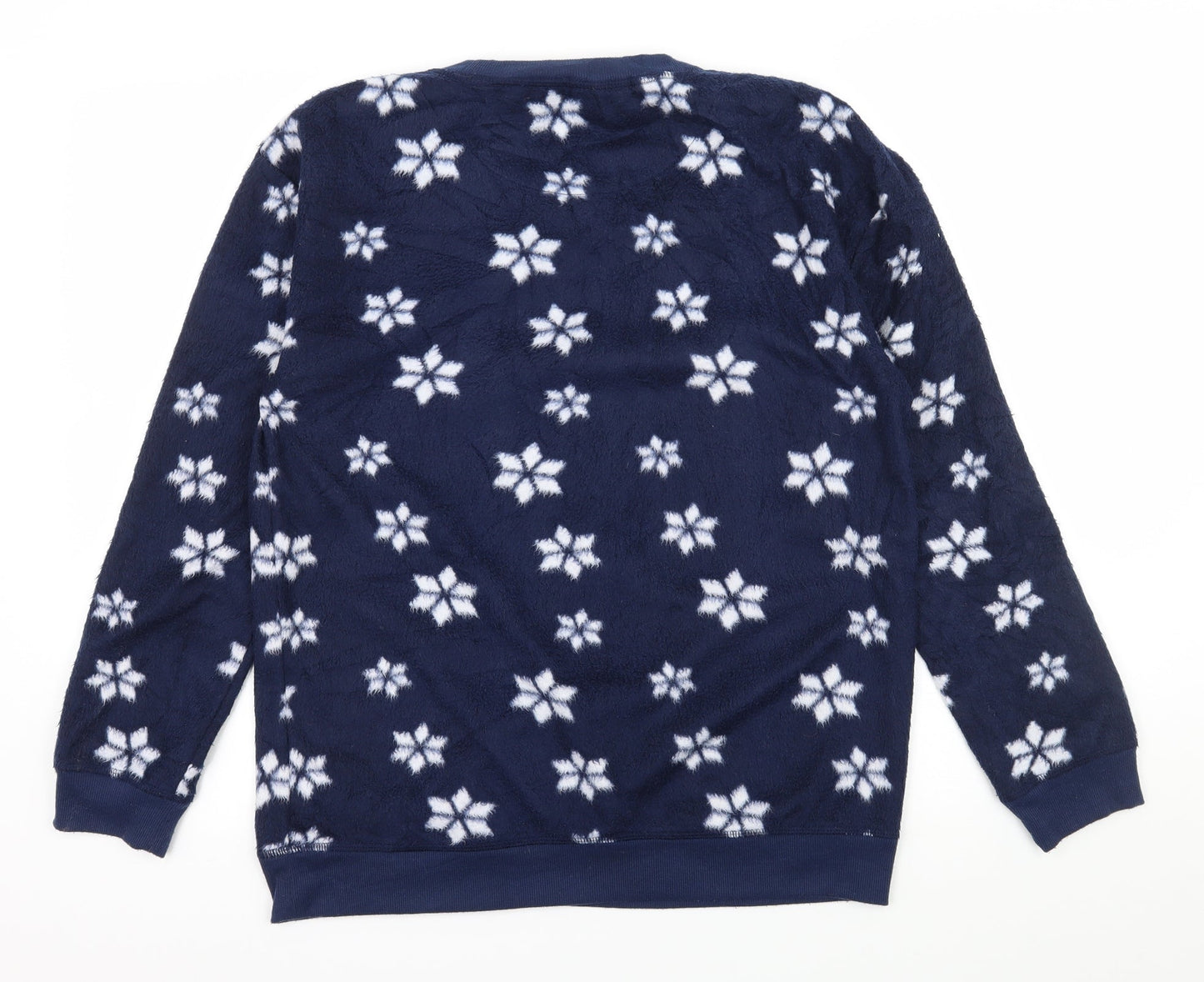 Love to Lounge Womens Blue Geometric Fleece Top Pyjama Top Size 10