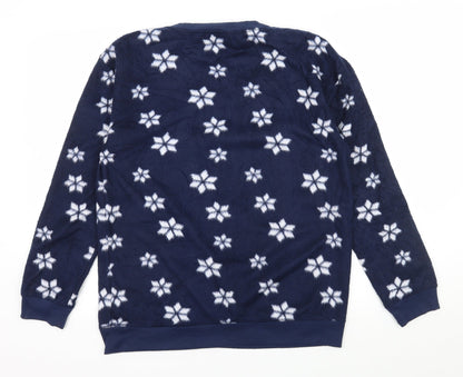 Love to Lounge Womens Blue Geometric Fleece Top Pyjama Top Size 10