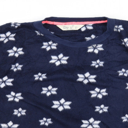 Love to Lounge Womens Blue Geometric Fleece Top Pyjama Top Size 10