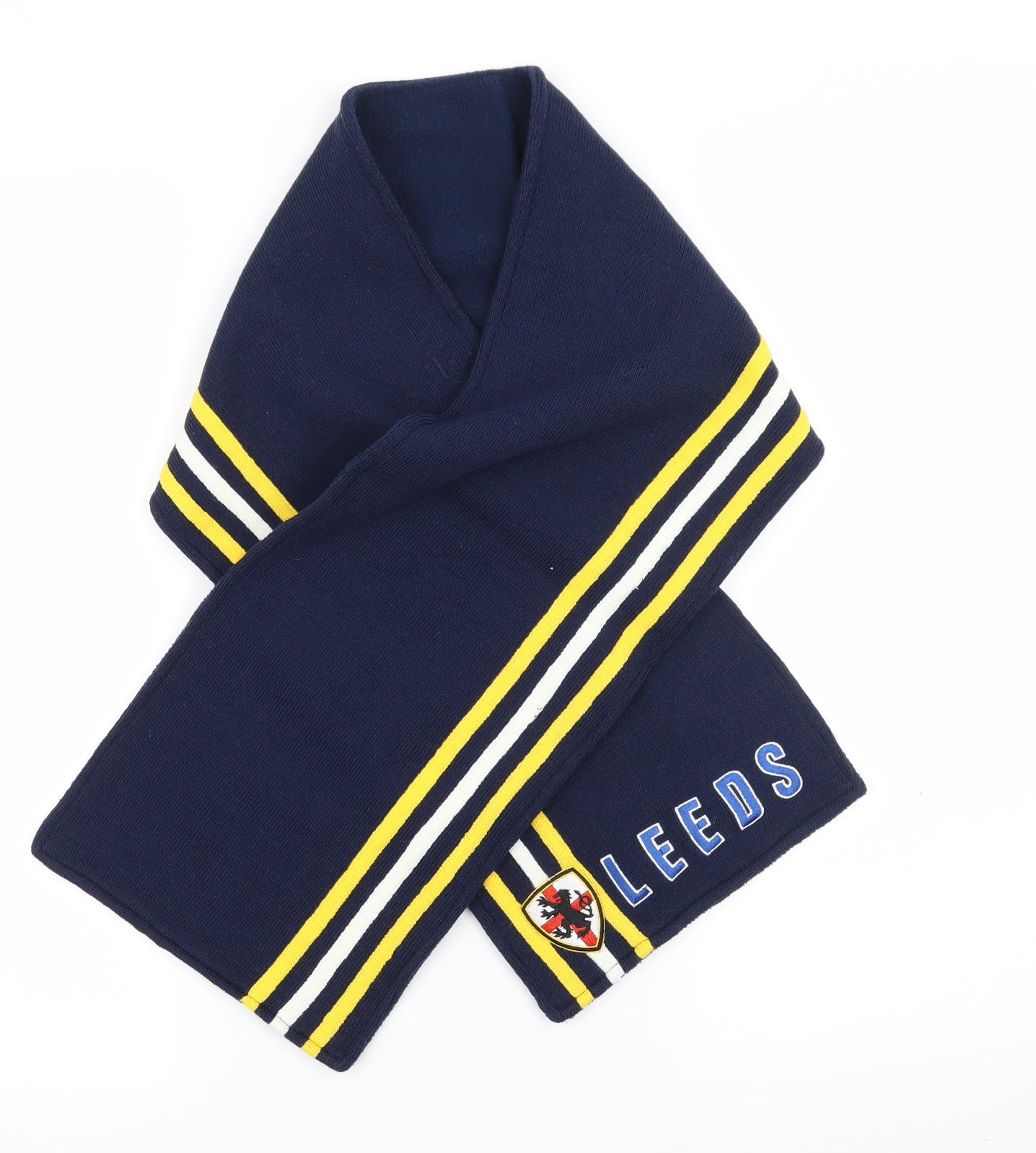 Preworn Mens Blue Striped Fleece Rectangle Scarf Scarf One Size  - Leeds