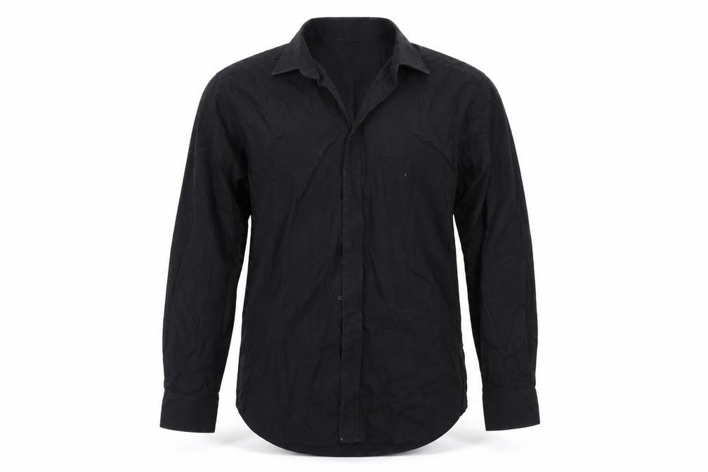 Mens UK Size 16 Milan Black  Button-Up Long Sleeve Casual Shirt