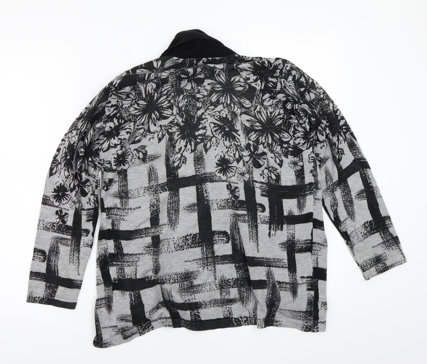 Christina Womens Grey Floral  Cardigan Jumper Size XL