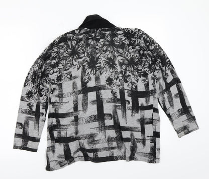Christina Womens Grey Floral  Cardigan Jumper Size XL