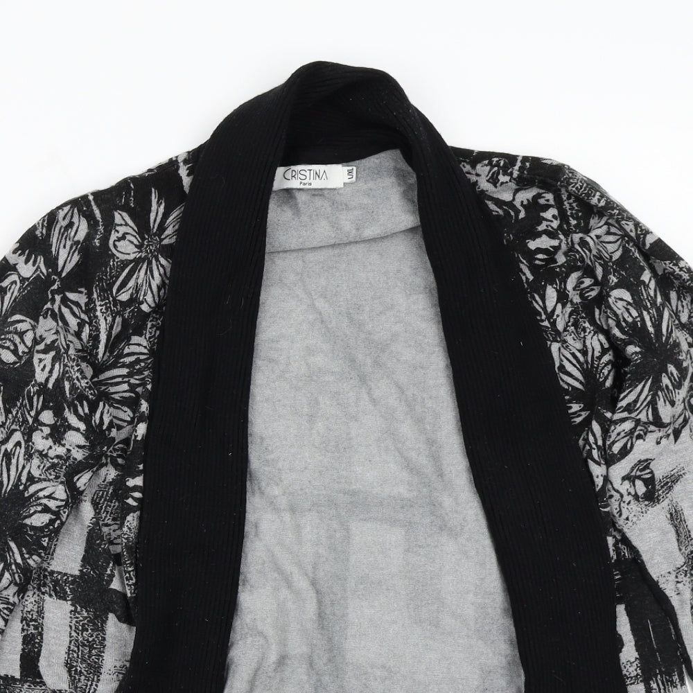 Christina Womens Grey Floral  Cardigan Jumper Size XL