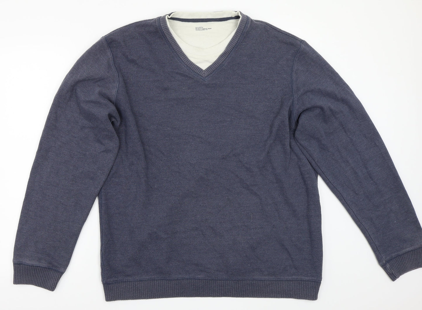 Easy Mens Blue   Pullover Jumper Size L