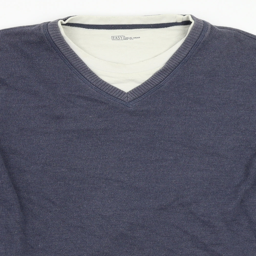 Easy Mens Blue   Pullover Jumper Size L