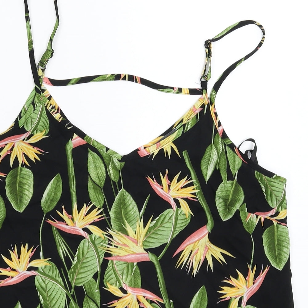 Primark Womens Black Floral Satin Basic Tank Size 10